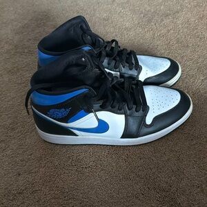 Air Jordan 1 Mid White/racer blue-blackLightly worn-Minimal Dirt Light creasing